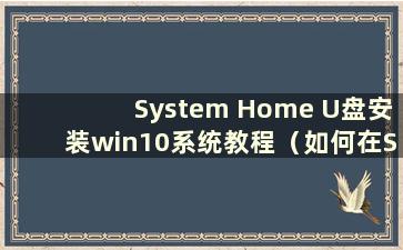 System Home U盘安装win10系统教程（如何在System Home PE中安装系统）